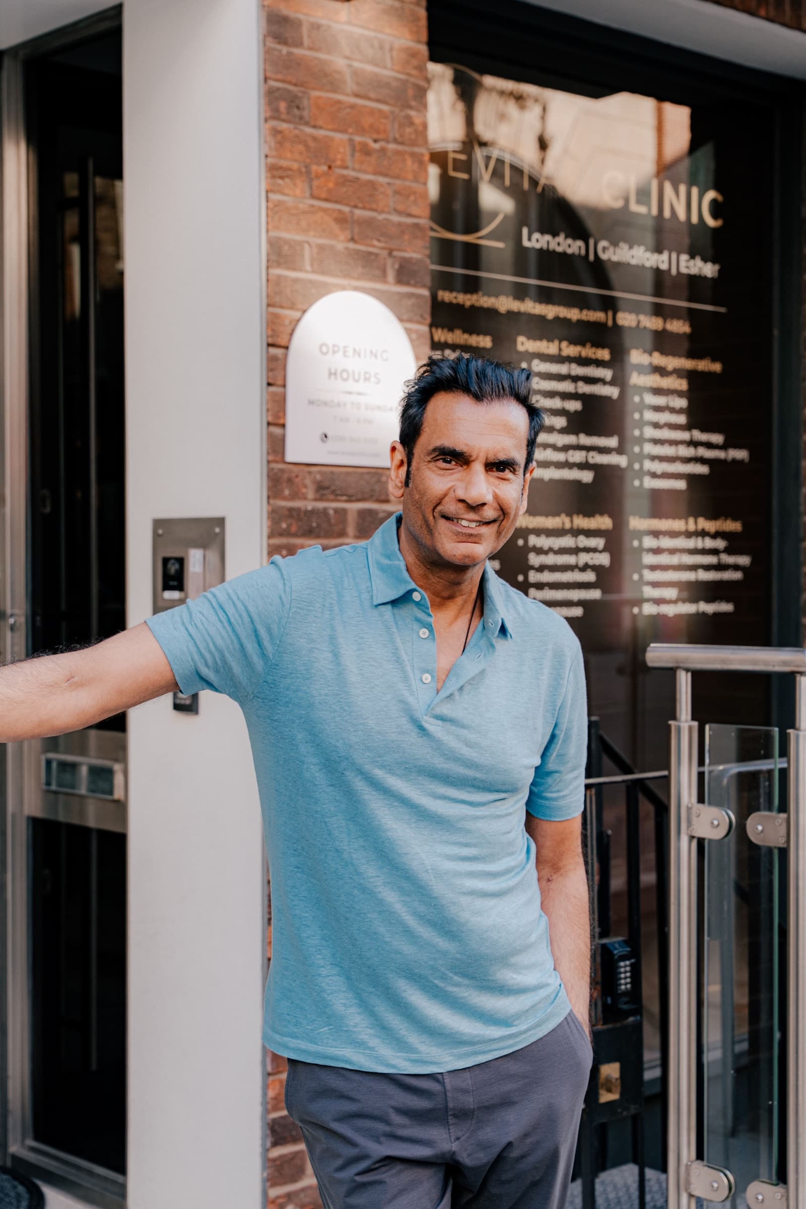 Dr Ash Kapoor outside Levitas Clinic