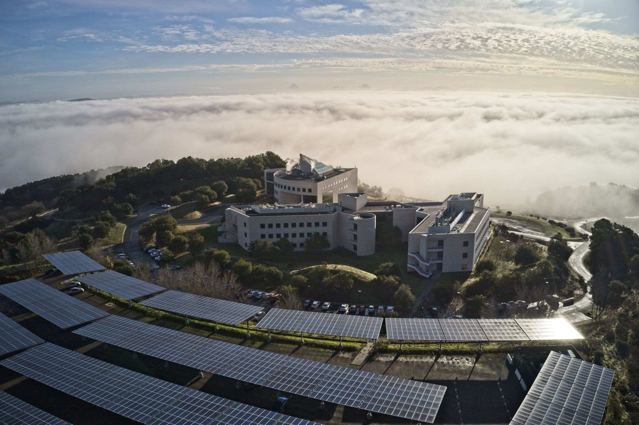 Aerial view of the Buck Institute for Research on Aging, Novato